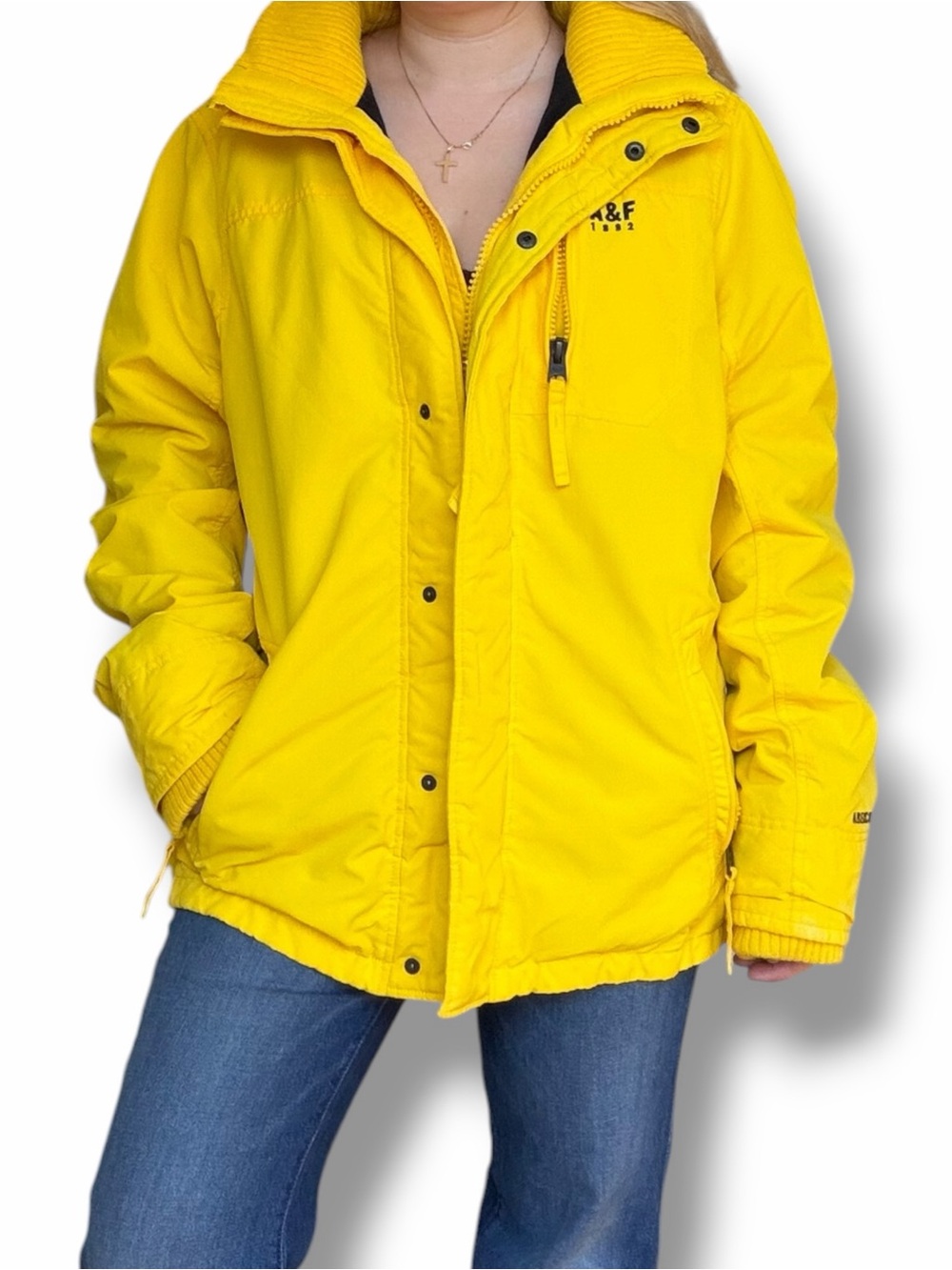 Vintage Abercrombie & Fitch A&F 1892 Fleece-Lined Winter Jacket Yellow